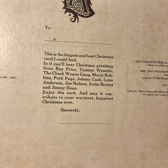 A Country Christmas Card - Vintage Vinyl Holiday LP Album - Great Graphic - Picture 9 of 15